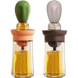 Sans marque Distributeur de bouteille d'huile 2 en 1 - Avec brosse applicateur en silicone - 180ml - Brun+Vert Orange