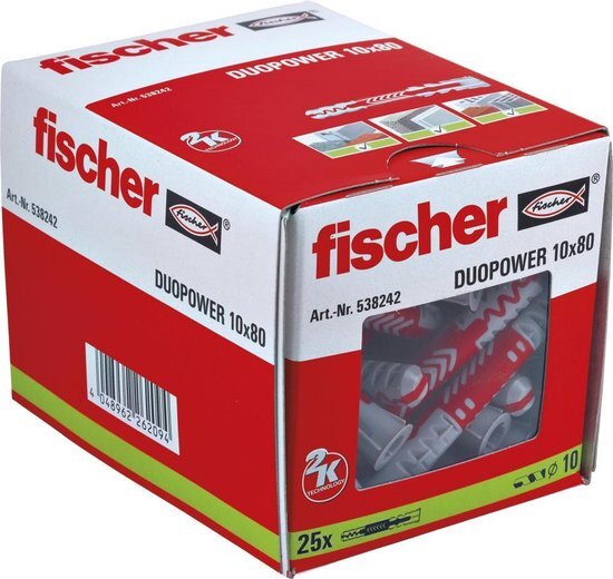 Fischer DuoPower plug - 10x80mm - 25 stuks - 538242