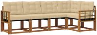 vidaXL Hoek loungeset 5 zitplaatsen Natuurlijk en beige Acacia hout