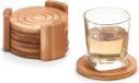 Zeller Onderzetters - 2x set van 6 onderzetters met houder - bamboe hout - 12,5 x 7 cm - glazenonderzetters