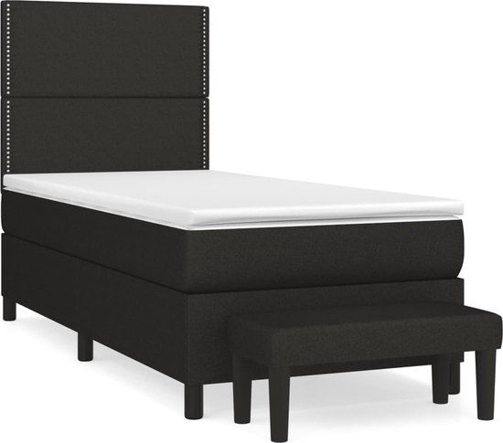vidaXL Boxspring met matras stof zwart 90x200 cm