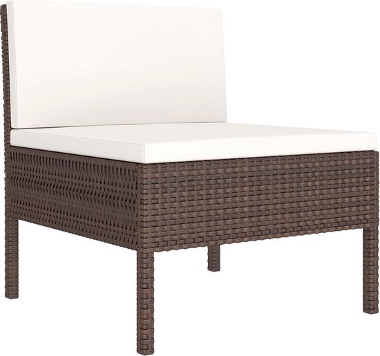 vidaXL 7-delige Loungeset met kussens poly rattan bruin