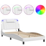 VidaXL Bedframe "Viana" met LED, zonder matras, wit, 100x200 cm