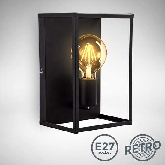 B.K.Licht - Wandlamp - zwart - metaal - met E27 fitting