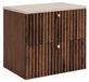 3xE living Meuble de salle de bain suspendu sous lavabo 60 cm, 2 tiroirs, Chêne Noyer + Plan de toilette Cachemire, Poignées Dorées, 60 x 44,4 x 58,6 cm