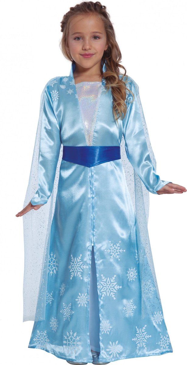 Fiestas Guirca Verkleedjurk Ijsprinses Meisjes Blauw Mt 7-9 Jaar