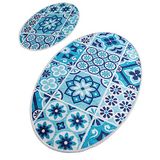 Badkamertapijtset, 2-delig, mozaïek, blauw