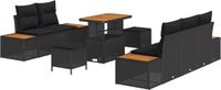 vidaXL Tuinbank - Set - 8 - st - Zwart - poly - rattan
