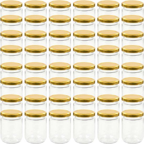 vidaXL Jampotten met Goudkleurige Deksel - 48 stuks - 230 ml - Glas