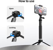 Telesin Tafelstatief metaal met vergrendeling - Mini-statief - Zwart