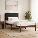 vidaXL Bedframe met gestoffeerd hoofdbord Donkerbruin en Zwart