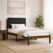 vidaXL Bedframe met gestoffeerd hoofdbord Donkerbruin en Zwart