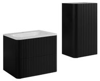 3E 3xE living.com 3xE living Ensemble salle de bain vasque + demi-colonne 60 cm, noir
