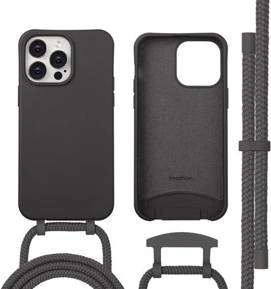 imoshion Hoesje - Geschikt voor iPhone 14 Pro Max - Color Backcover met afneembaar koord geschikt voor MagSafe - Black Coffee
