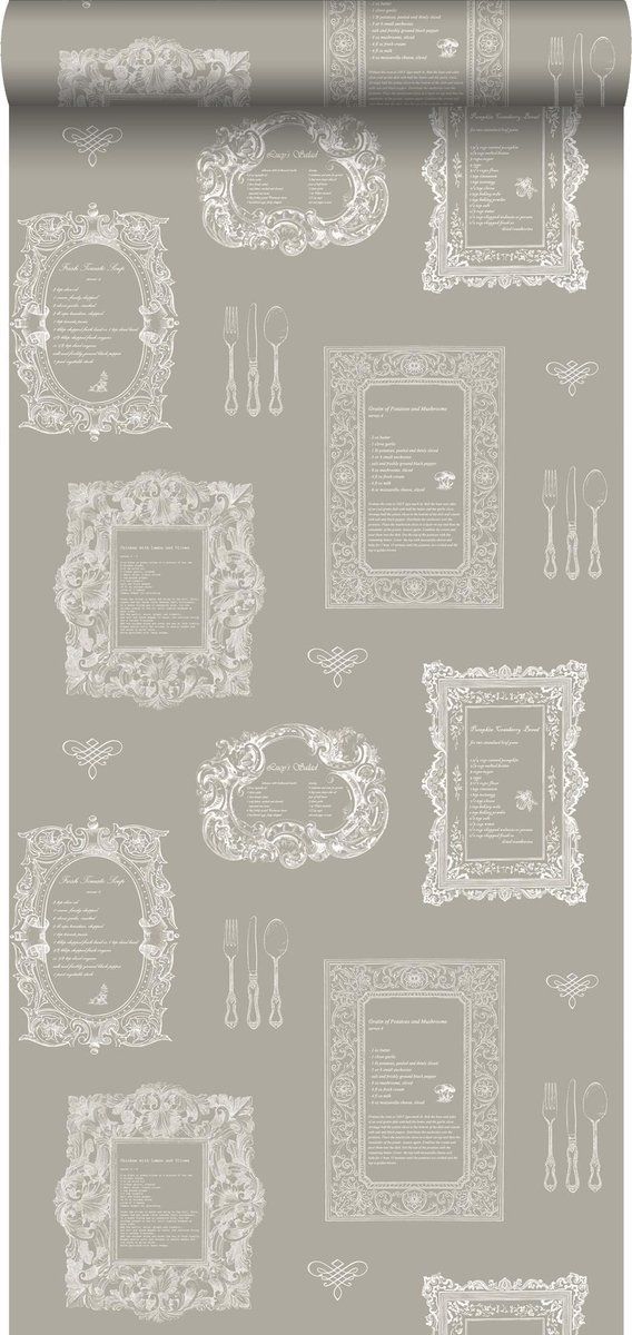 Esta Home behang recepten taupe - 127632 - 53 cm x 10,05 m