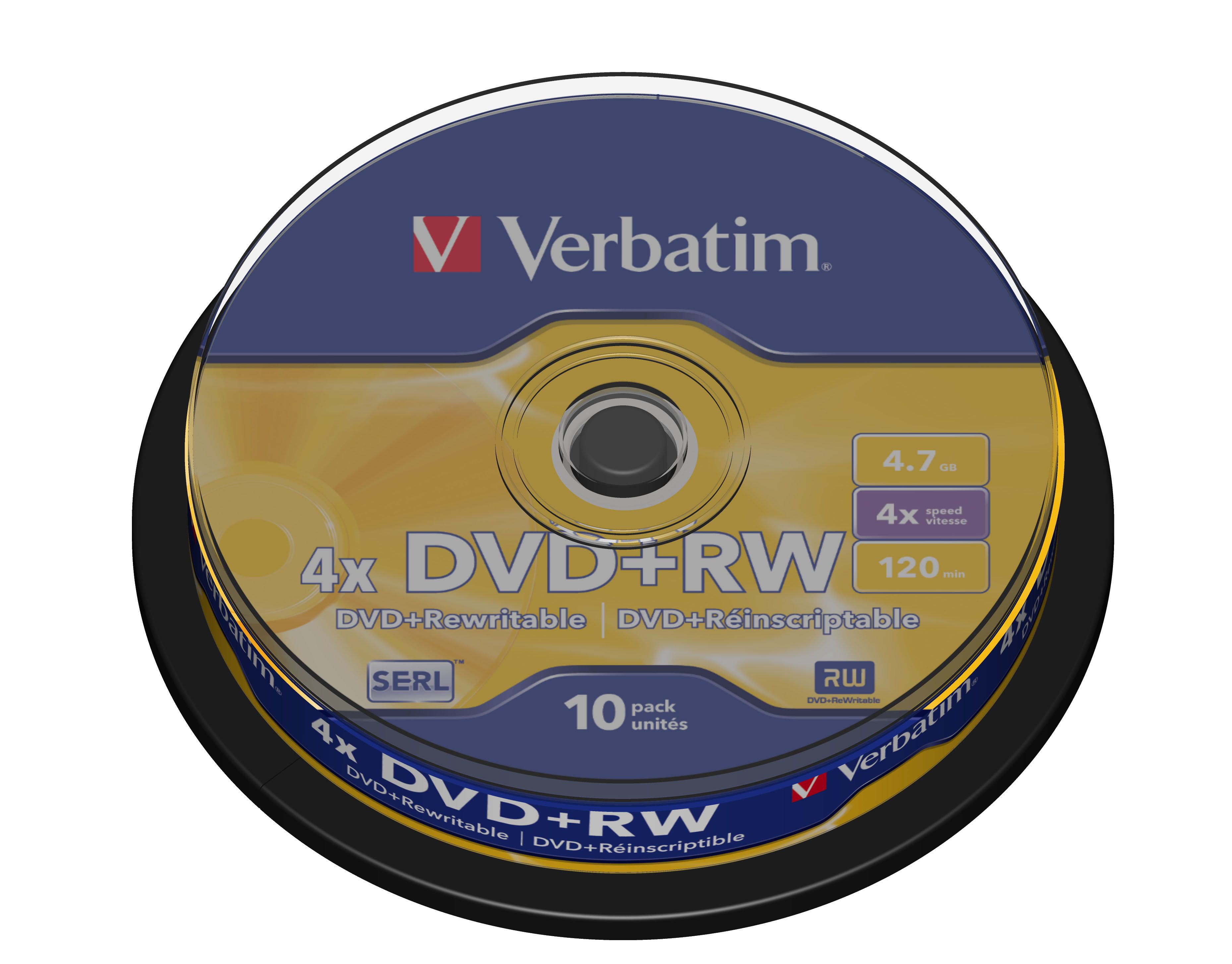 Verbatim DVD+RW 4.7GB - 10 Pack - Matt Silver