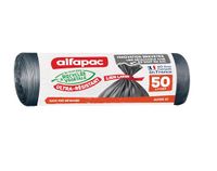 Alfapac 10 vuilniszakken 50 l met brede band, zeer resistent, gemaakt in Frankrijk, gerecycled en plantaardig, grijs