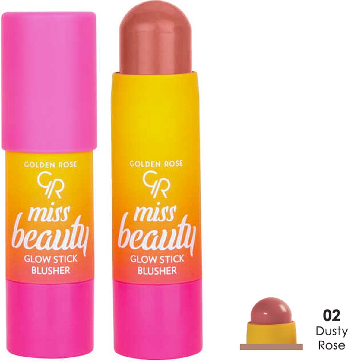 Golden Rose MISS BEAUTY GLOW STICK BLUSHER NO:02 DUSTY ROSE makkelijk aanbrengen met je vingers of een penseel