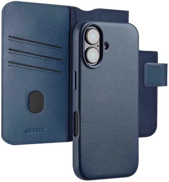 Accezz Leather Bookcase 2-in-1 met MagSafe voor de Apple iPhone 16 - Nightfall Blue