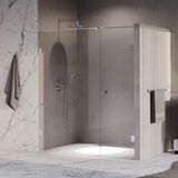Brauer Void - Carving Nisdeur - 2-Delig - Helder Glas - 180 x 200 cm - Omkeerbaar - met Draaideur 70 cm - Aan Muur - incl. Glascoating - Chroom