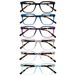 OPULIZE KOI Leesbrillen 6-Pack - Groot Rechthoekig Montuur - Zwart-Blauw-Paars-Grijs-Helder-Aqua - Heren, Dames - Veerscharnieren - RRRRRR50-1357CQ - +3.00