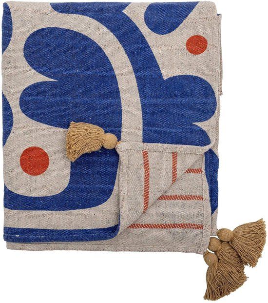 Bloomingville Plaid gerecycled katoen blauw Eviaya 130x160cm