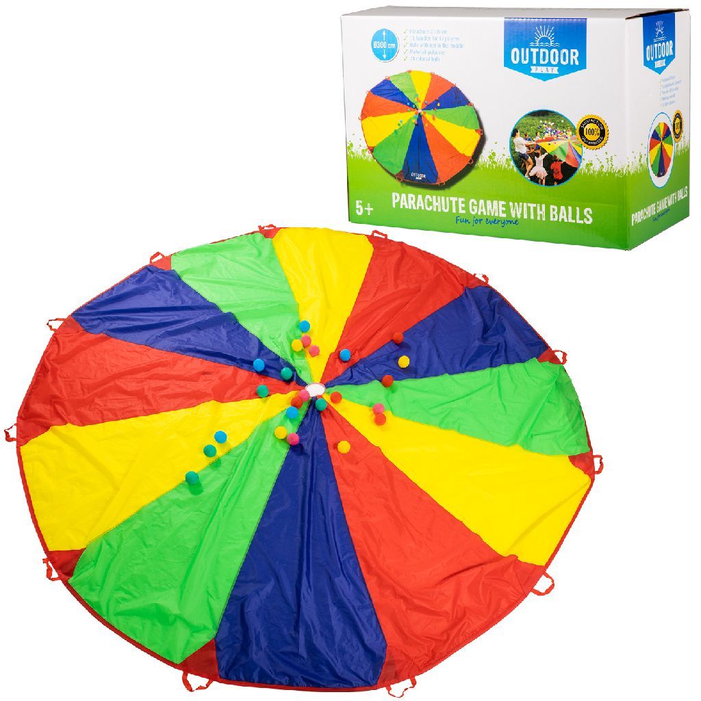 Outdoor Play Parachutedoek met Ballen - Nylon - Meerkleurig - Vanaf 5 jaar