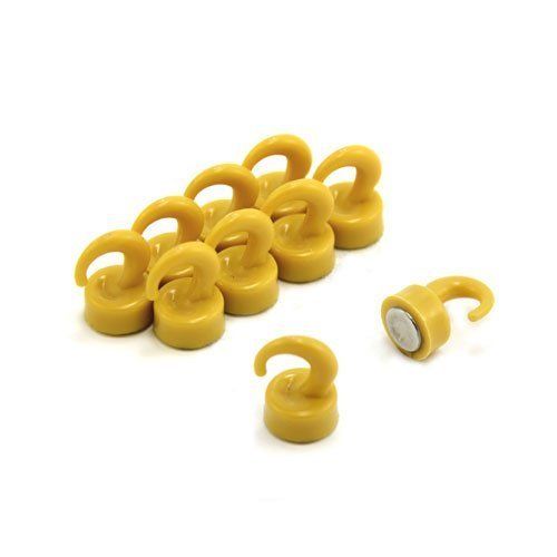 First4magnets F4MK12Y-10 Yellow Plastic Mini Hook Magnet - 1kg Pull (12mm x 20mm) - 1 Pack