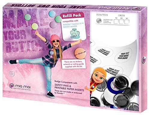mia mai Buttons Navullingen compatibel met Badge-It Badge-Maker (Pack van 30) - Knoopbadge-kit 30 mm met afdrukbare inzetstukken