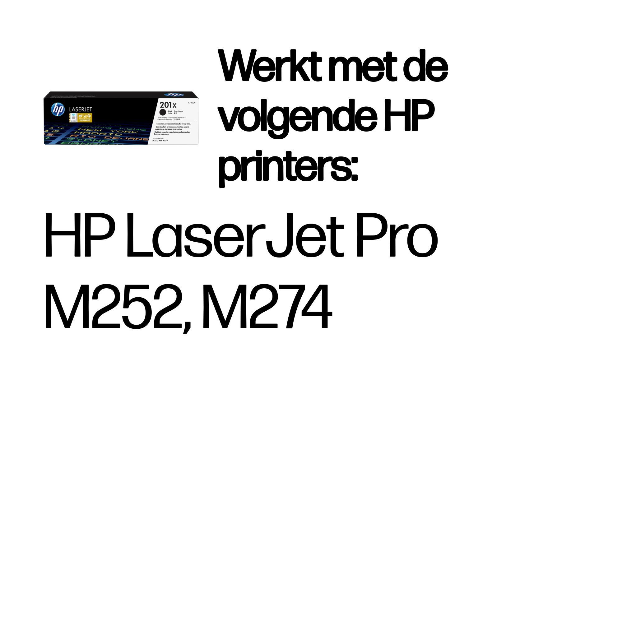 HP 201X Zwarte Toner Cartridge - Origineel - CF400X - 2800 Pagina's - HP LaserJet Pro M252 / M277