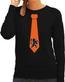 Bellatio Decorations Shoppartners Bv Zwarte fan sweater voor dames - oranje leeuw stropdas - Holland / Nederland supporter - EK/ WK trui / outfit S