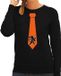 Bellatio Decorations Shoppartners Bv Zwarte fan sweater voor dames - oranje leeuw stropdas - Holland / Nederland supporter - EK/ WK trui / outfit S