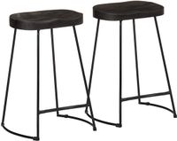 vidaXL Barkrukken, set van 2, zwart, 45 x 40 x 62 cm, massief mangohout