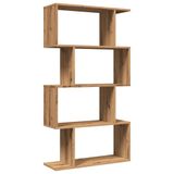 VidaXL Boekenkast 4-laags 70x24x129 cm Hout Artisanaal Eiken