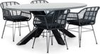 BUITEN living Stockholm/Napels dining tuinset 5-delig | betonlook + wicker | 200cm ovaal | 4 personen