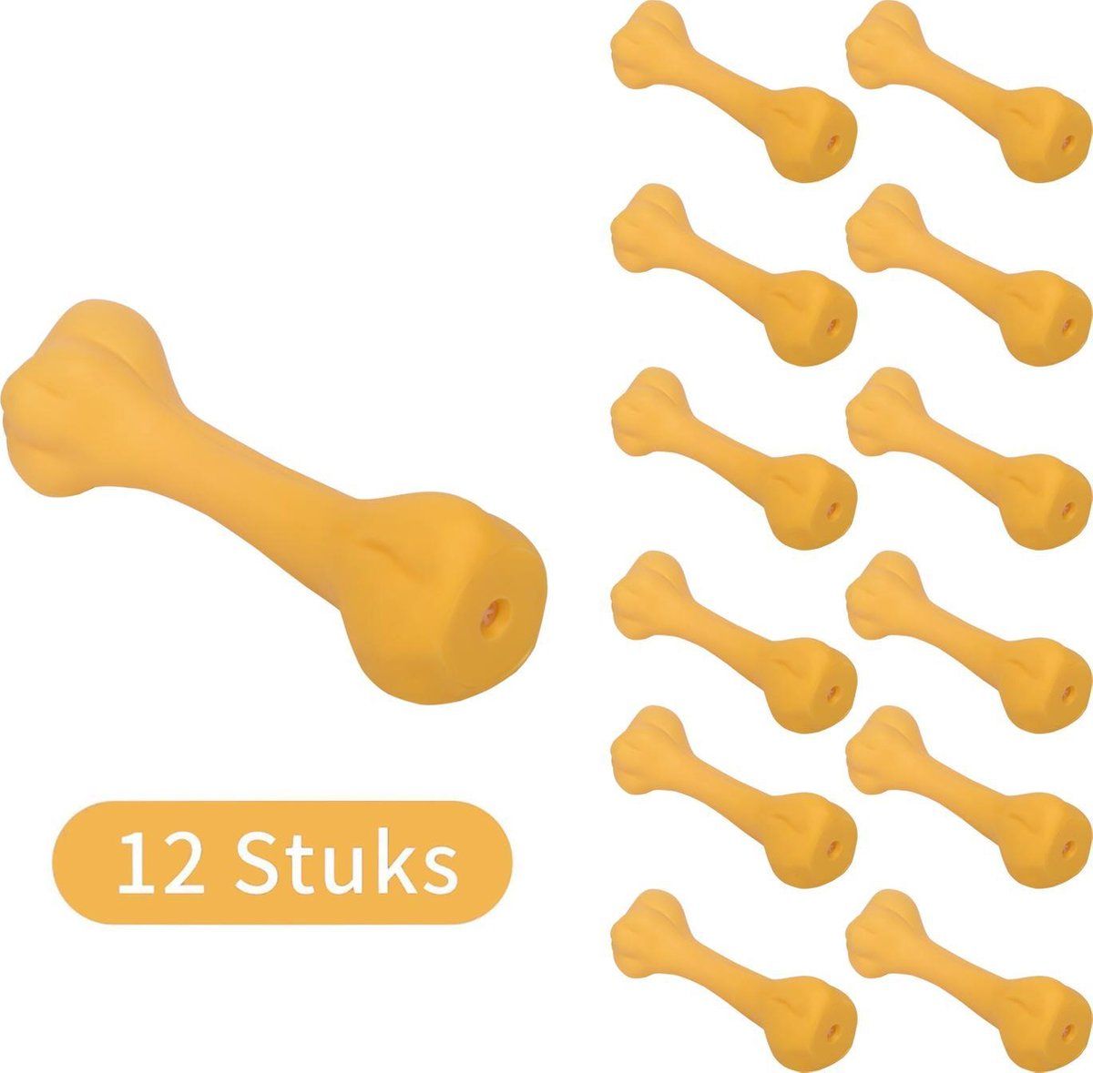Nobleza Bot met pieper - Hondenspeelgoed - 15.5 x 5 cm - Geel - Rubber - 12 stuks