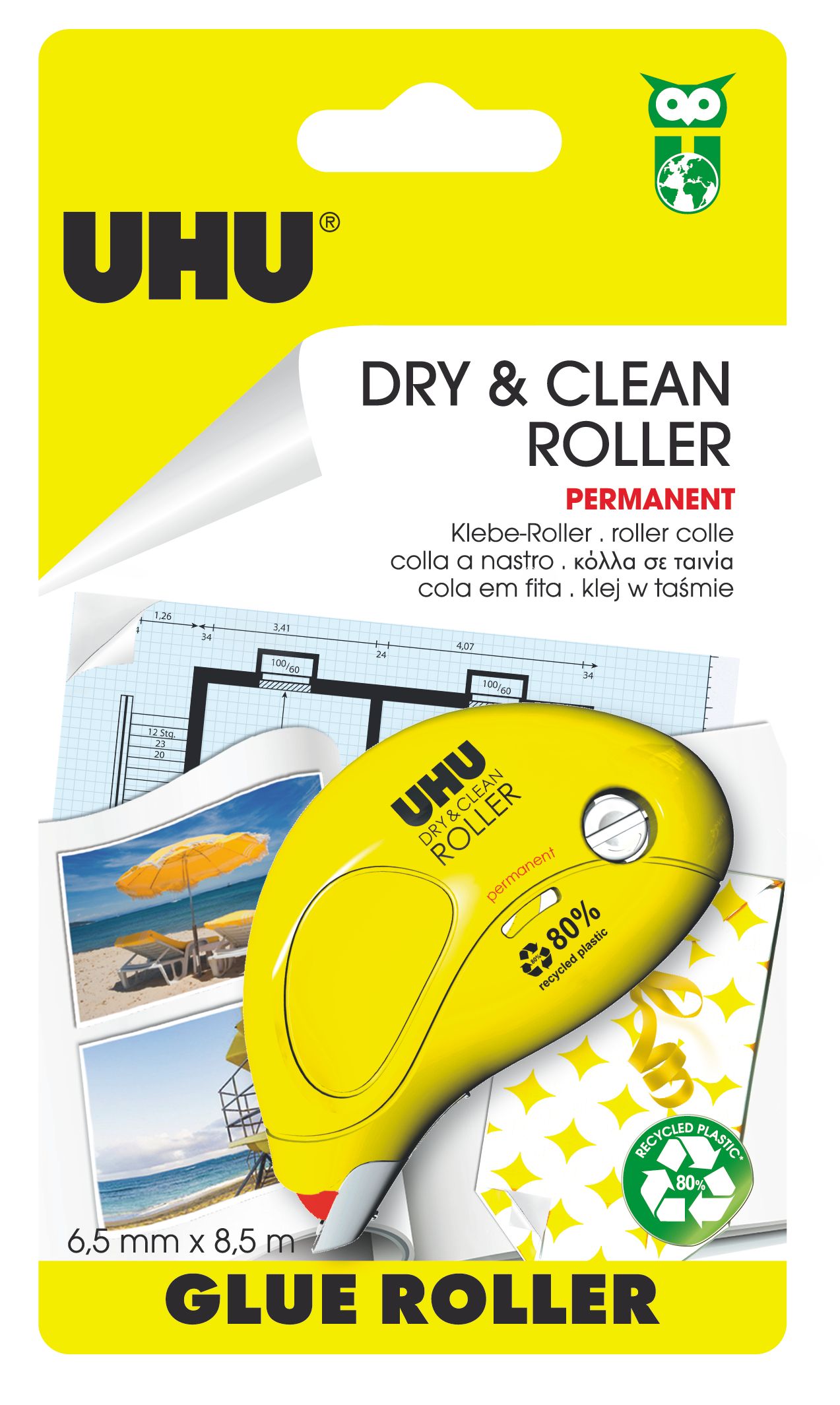 UHU D1672 - Correctietape - geel - 1 stuk