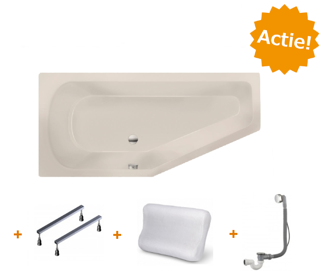 XENZ Beterbad Lagoon Compact Bad 170x75cm Links Glanzend Pergamon