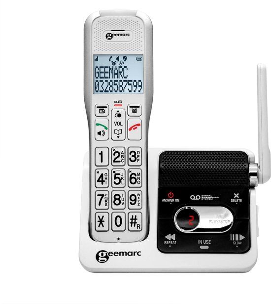 Geemarc AmpliDECT 595 ULE draadloze telefoon voor slechthorenden en slechtzienden met 50 dB geluidsversterking. Met antwoordapparaat