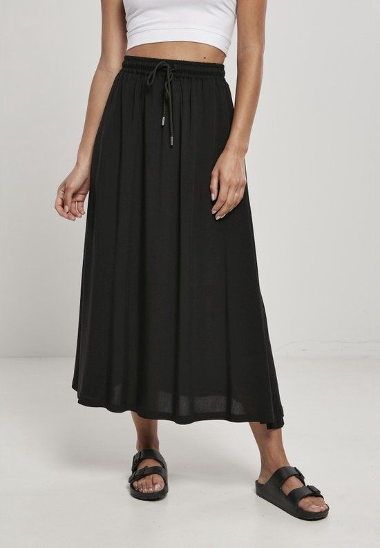 Urban Classics Ladie Viscose Midi Dames Maxirok - zwart - XS