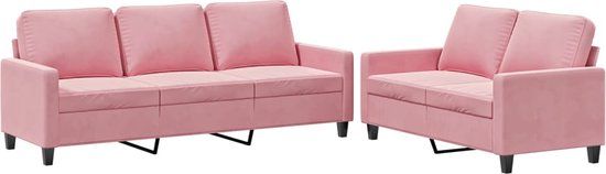 vidaXL 2-delige Loungeset met Kussens Fluweel Roze