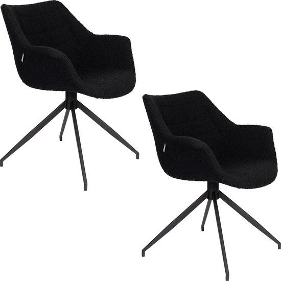 Zuiver Doulton Swivel Eetkamerstoelen Armleuning Zwart - Set van 2