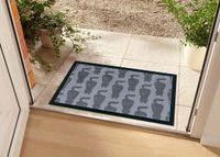 Tapeso Design deurmat katten wasbaar 30°C - grijs 45x75 cm