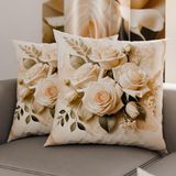 PETTI Artigiani Italiani - Paar kussenslopen 65 x 65 cm, van microvezel, decoratief kussen voor slaapkamer, bank, woonkamer, set van 2 kussenslopen, crèmekleurig, 100% Made in Italy