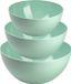 Plasticforte set de bols de service en plastique - 3x pièces - vert menthe - plastique - Dia 20/25/28 cm