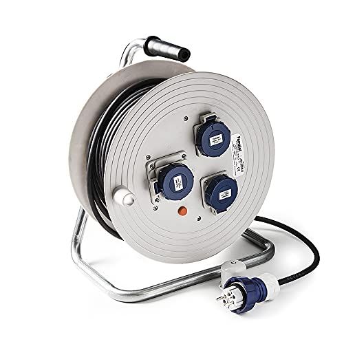 FAMATEL Industriële kabelhaspel - 25 meter - 3 stopcontacten - IP67