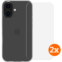 BlueBuilt Back Cover iPhone 16 Transparant + Screenprotector Glas Duo Pack
