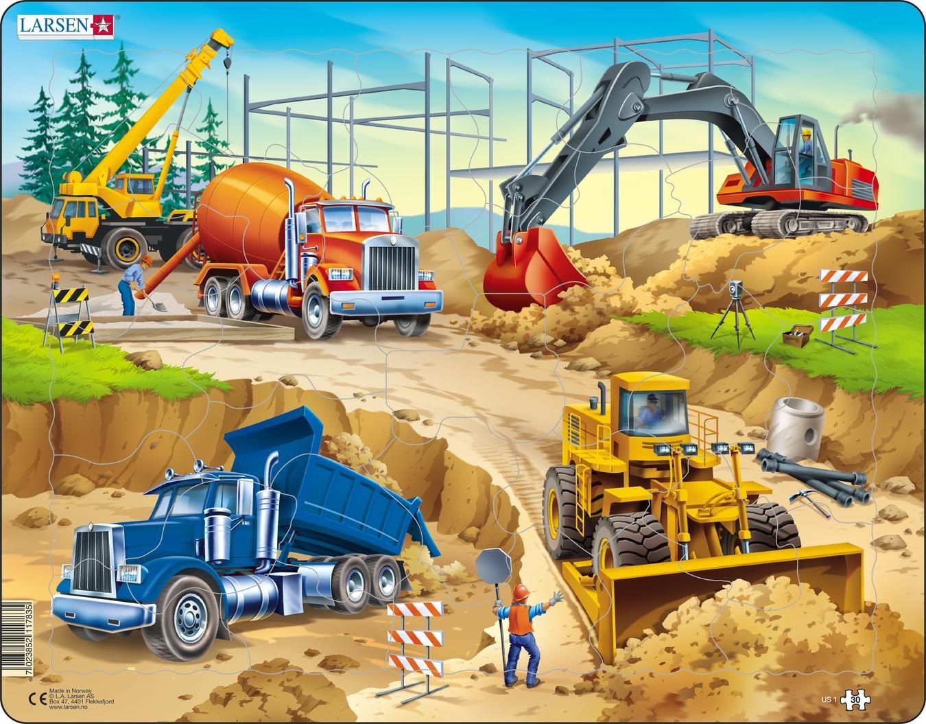Larsen Maxi De bouwplaats 30 stukjes Puzzel - 3+ jaar