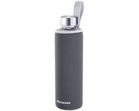 Westmark Viva Drinkfles, 550 ml, Glas/Siliconen/Rubber, BPA-vrij, Antraciet/Zilver/Doorzichtig