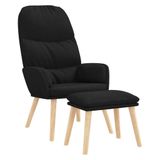 VidaXL Relaxfauteuil met voetenbank stof zwart